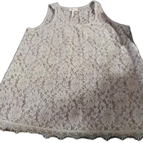 Laundry By Shelli Segal Tops - laundry by shelli segal top Gray Tank Lace Sheer Sz.XL Fairy Cottage Boho Layer